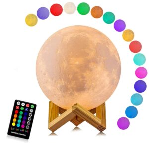 3D нощна лампа ЛУНА – 16 цвята, дистанционно - Голяма лампа - Potrebno