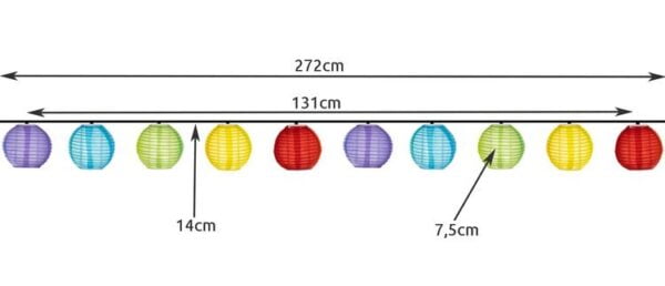 Соларни декоративни лампи – цветни фенери, 3 м, гирлянд - Potrebno