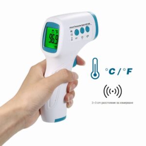 Медицински безконтактен термометър CROWN YHKY-2000, 2 режима на мерене, до 42.9 градуса, Бял/Лилав - Potrebno