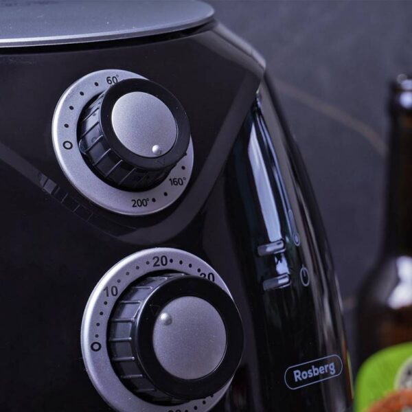 Фритюрник с горещ въздух Air Fryer Rosberg Premium RP51980C, 1600W, 2.6 литра, 80°C~200°C, Таймер, Черен - Potrebno