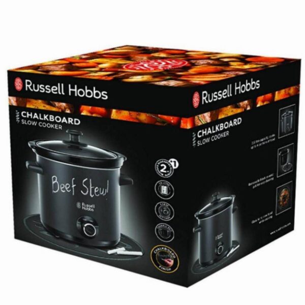 Уред за бавно готвене Slow cooker Russell Hobbs 24180-56 Chalkboard, 3.5 литра, Керамичен съд, 3 програми, Черен - Potrebno