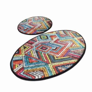 Комплект килими за баня Chilai Home 359CHL2487, 2 части, 100% антиалергични нишки от полиамид, Многоцветен - Potrebno