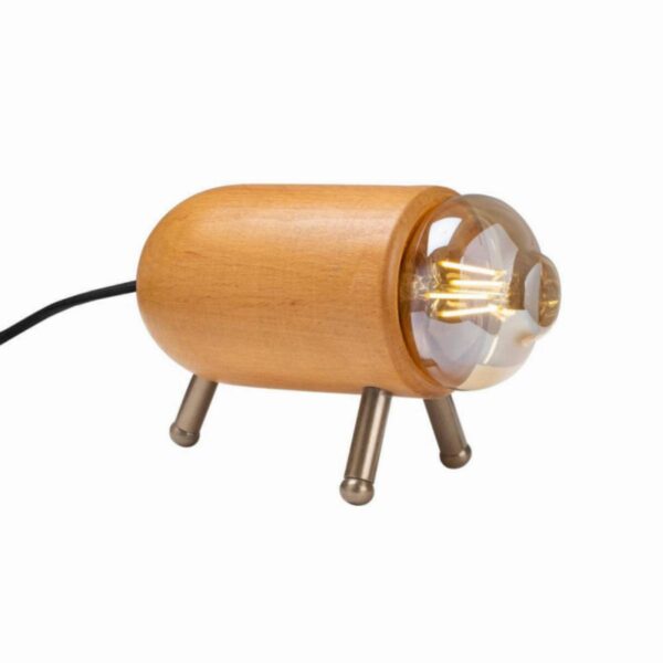 Настолна лампа Sheen 521SHN2216, Дървено тяло, 10х15см, IP20, E27, Кафяв/златист - Potrebno