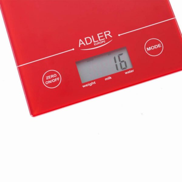 Кухненска везна Adler AD 3138r, 5 кг, LCD екран, ТАРА, Включена батерия, Червен - Potrebno