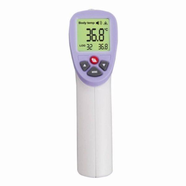 Медицински безконтактен термометър Esperanza ECT002, Имерване 32-43 C, Време за измерване 0.5 сек, LCD дисплей, Памет 34 измервания, Бял/лилав - Potrebno