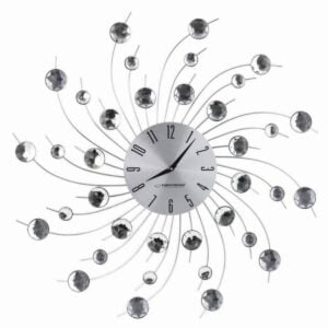 Стенен часовник Esperanza Geneva EHC004, 50 см, Кристални елементи, Сребрист - Potrebno