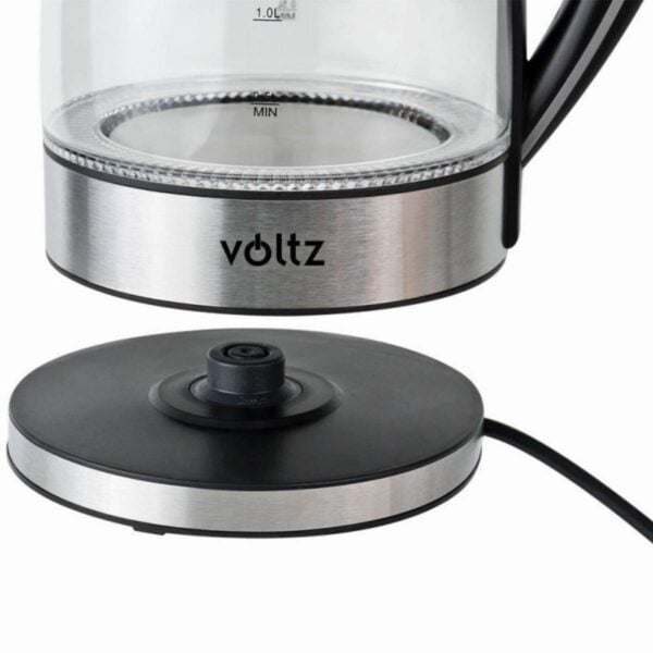 Електрическа кана Voltz V51230E, 2200W, 1.7 литра ,Стъклена, Светеща, Инокс - Potrebno
