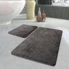 Комплект килими за баня Chilai Home 359CHL2331, 2 части, 100х60 см, Антибактериални, Акрил, Сив - Potrebno