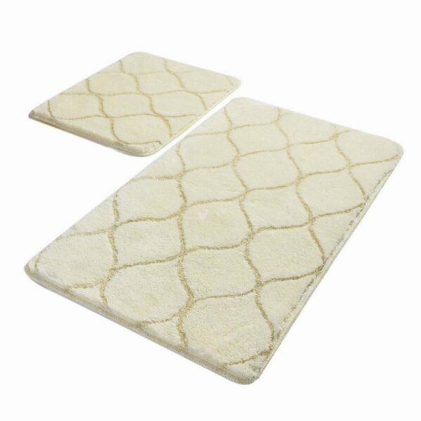 Комплект килими за баня Chilai Home 359CHL2255, 2 части, 100% антибактериална акрилна тъкан, Крем - Potrebno