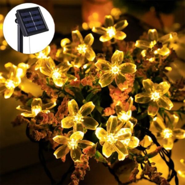 Декоративни соларни лампи цветчета IA034, гирлянд, едноцветни, топла светлина, 40 лампички - Potrebno