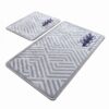 Комплект килими за баня Beverly Hills Polo Club 587BHP2104, 2 части, 40х100 см, 100% кадифена тъкан, Антибактериален, Бял/сив - Potrebno