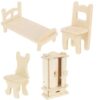 Комплект дървени мебели за кукли, 34 части