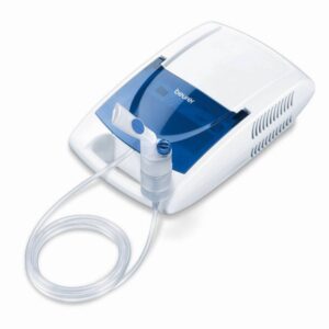 Уред за инхалации Beurer IH 21, 1.45 bar, 0.3 ml/min, АC технология за сгъстен въздух, Бял/Син - Potrebno