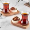Комплект за турски чай Kosova 949FRB1237, 6 част, Чаши 135 мл, Подложка, Десертна купичка, Кафяв - Potrebno