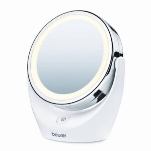 Козметично огледало Beurer BS 49, 11 см, LED светлина, Хромирано покритие, Въртящо, Бял - Potrebno