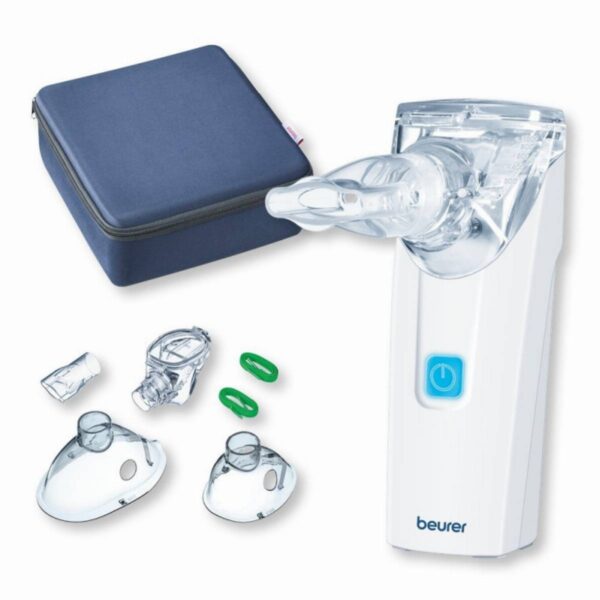 Инхалатор за пътуване Beurer IH 55, 0.25ml/min, Функция самопочистване, Вибрираща мембрана, Бял - Potrebno