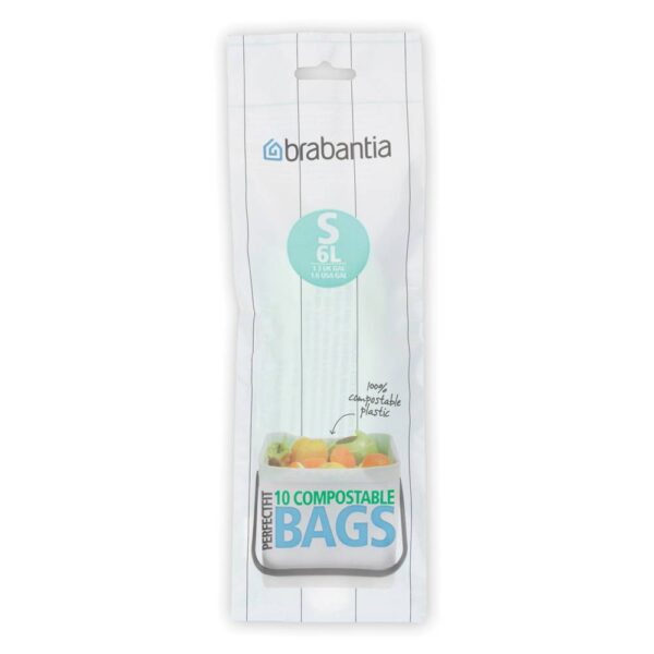 Торба за кош Brabantia PerfectFit Sort&Go размер S, 6L, 10 броя, зелени, биоразградими, ролка - Potrebno