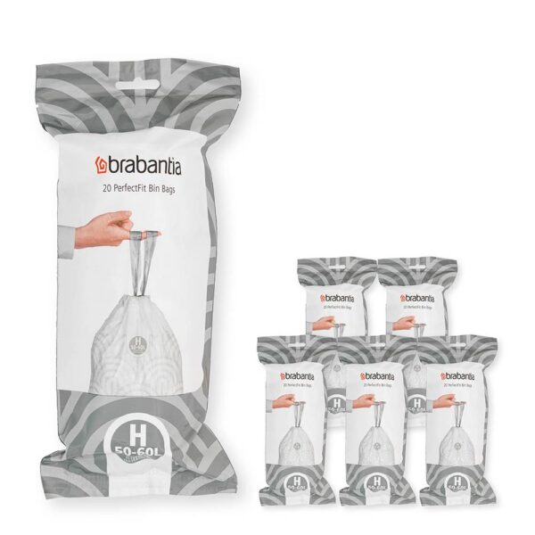 Торба за кош Brabantia PerfectFit Touch/Push/Big Bin размер H, 50-60L, 120 броя, кутия - Potrebno