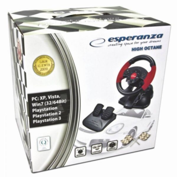 Волан с педали Esperanza Nitro EG103, 13 бутона, За PC/PS2/PS3, USB, Черен - Potrebno