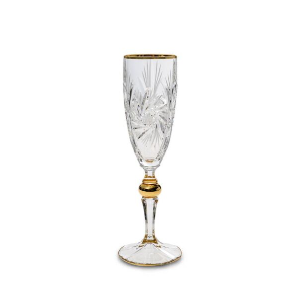 Чаша за шампанско Bohemia 1845 Pinwheel Matt Cut and Gold 180ml, 6 броя - Potrebno