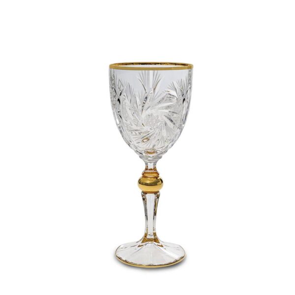 Чаша за вино Bohemia 1845 Pinwheel Matt Cut and Gold 260ml, 6 броя - Potrebno