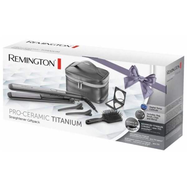 Комплект за изправяне на коса Remington PRO-Ceramic Titanium S5506GP, Керамично покритие, LCD екран,150-230C, Boost, Черен - Potrebno