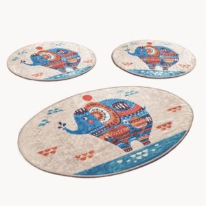 Комплект килими за баня Chilai Home 359CHL3241, 3 части, 100% антибактериални кадифени нишки, Многоцветен - Potrebno