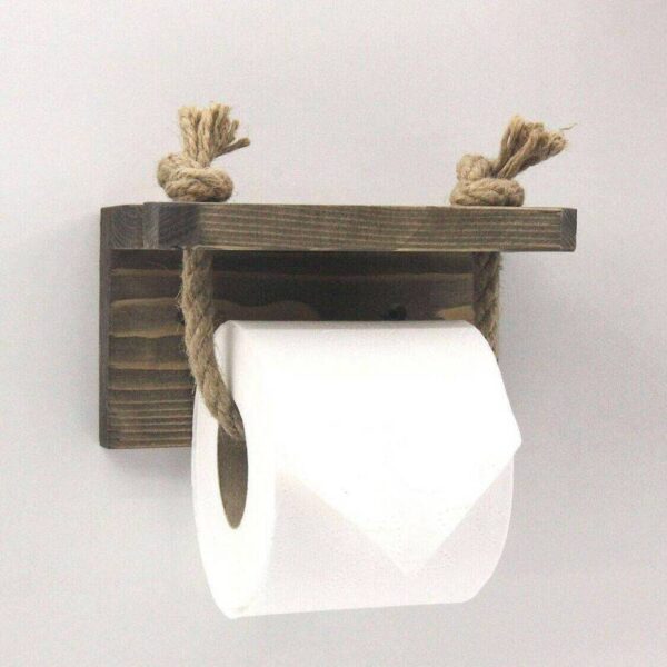 Поставка за тоалетна хартия Evila Originals 792EVL2828, 17х10 см, Смърч, Ръчна изработка, Кафяв - Potrebno