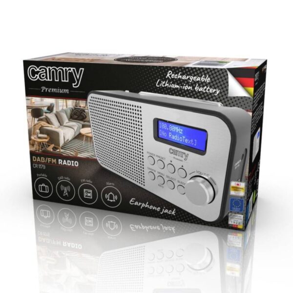 Радио цифрово Camry CR 1179, 2000 mAh, DAB/DAB/FM, Аларма, Жак за слушалки, Сребрист - Potrebno