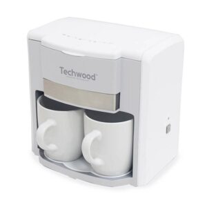 Кафемашина с две чаши Techwood TCA-202, 500W, Перманентен филтър, Бял - Potrebno