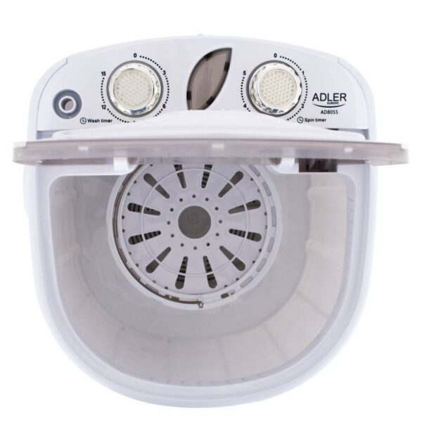 Полуавтоматична пералня с центрофуга Adler AD 8055, 400W, Мощност на центрофугата: 580W, Таймер, Бял - Potrebno