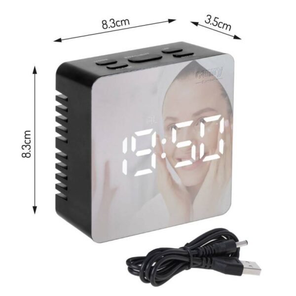 Дигитален часовник с аларма Camry CR 1150b, Огледален, Стайна температура, LED, Черен - Potrebno