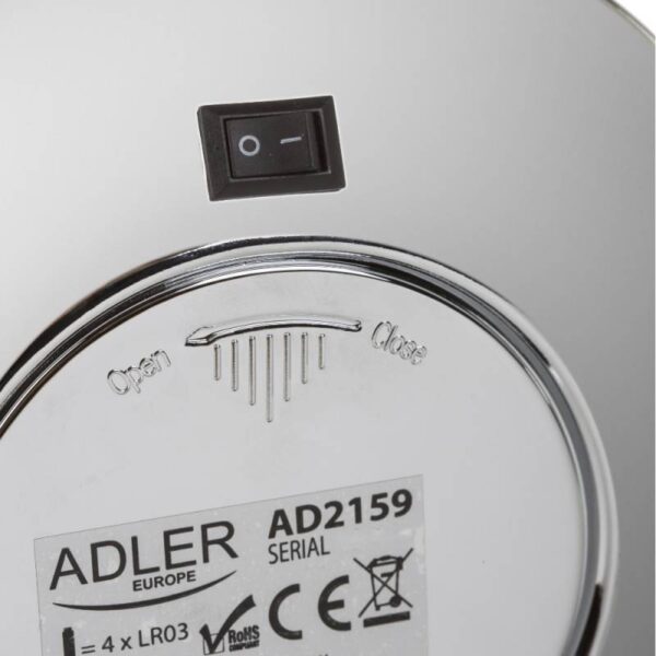 Козметично огледало Adler AD 2159, Диаметър 15 см, LED осветление, Тройно увеличение, Сребрист - Potrebno