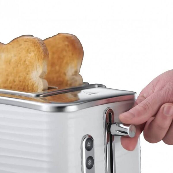 Тостер за хляб Russell Hobbs Inspire 24370-56, 1050W, 2 филии, 6 нива, Поставка за притопляне, Бял - Potrebno