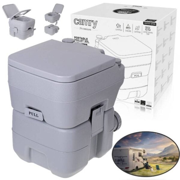 Преносима тоалетна Camry CR 1035, 20l, Двойно уплътнен клапан, До 115 кг, Сив - Potrebno