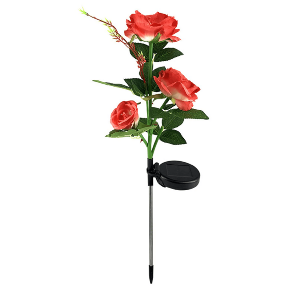 Соларна лампа роза, топла бяла светлина, сензор за здрач, IP65 - Potrebno