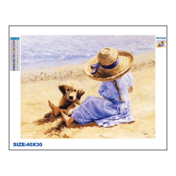 Диамантена мозайка – гоблен, 30х40см, Жена на плажа