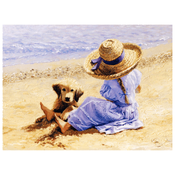 Диамантена мозайка – гоблен, 30х40см, Жена на плажа