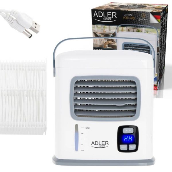 Въздушен охладител 3в1 Adler AD 7919, 50W, 2 скорости, Таймер 12ч, 500 мл, 50 dB, USB,Бял - Potrebno