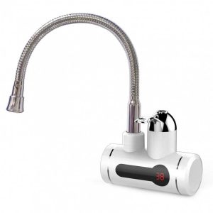 Нагревател за вода с дисплей ELITE EHW-1557S, 3000W, 60 C, Гъвкав чучур, За стена, Бял - Potrebno