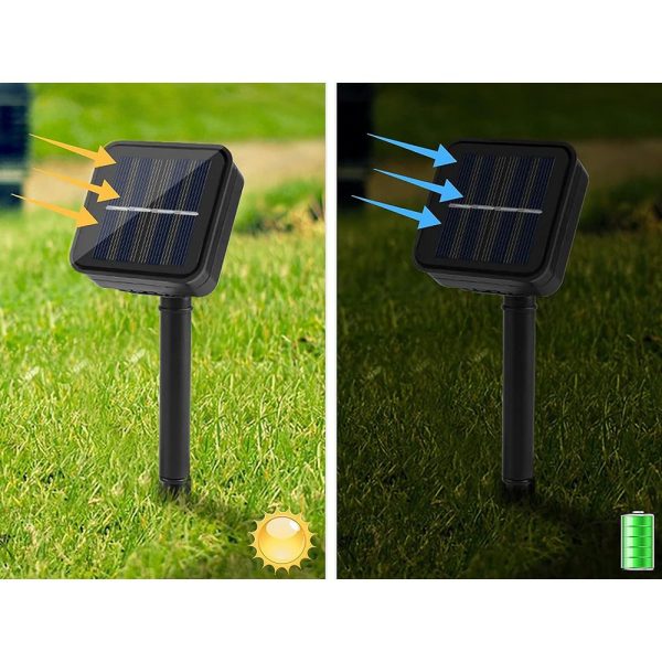 Градински соларен цветен гирлянд, 7м, 40 LED лампички, 8 режима, Сензор за здрач, Водоустойчив