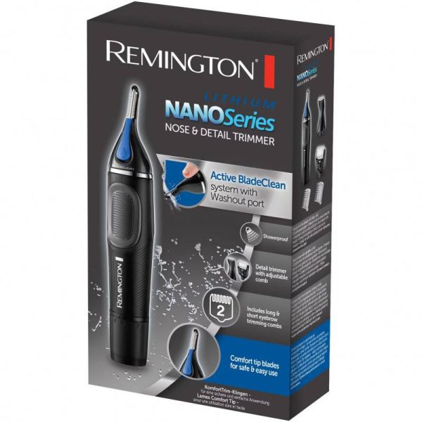 Тример за детайли Remington NE3870 NANOSeries Lithium, 2 глави, Закръглен връх, Водоустойчив, Черен/син - Potrebno