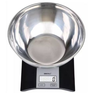 Кухненска везна с купа Kinghoff KH 1828, 5 кг, 2 л, LCD дисплей, ТАРА, Черен - Potrebno