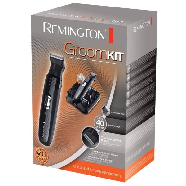 Комплект Remington Groom Kit PG6130, 2-20 мм, 4 накрайника, Самонаточващи се ножчета, Черен - Potrebno