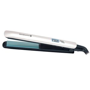 Преса за коса Remington Shine Therapy S8500, 9 температурни настройки 150-230 C, Керамично покритие, Плаващи плочи, Бял/зелен - Potrebno