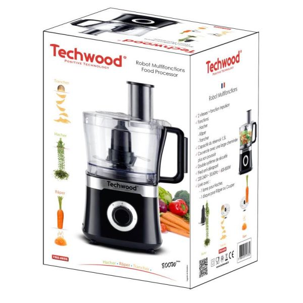 Кухненски робот Techwood TRO-6856, 800W, 1.5L, 2 скорости, Пулс функция, Нехлъзгащи се крачета, Черен - Potrebno