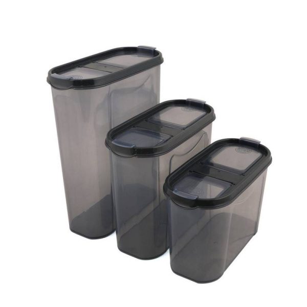 Комплект кутии за съхранение Kosova 964FRM1127, 12 броя, Пластмаса, Черен/прозрачен - Potrebno