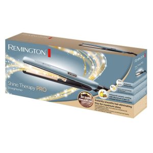 Преса за коса Remington S9300 Shine Therapy Pro, 230C, Керамични плочи, Йонизация, Дигитален дисплей, Син/розов - Potrebno