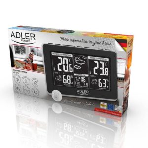 Метеорологична станция Adler AD 1175, Прогноза за времето, Календар, Влагомер, Часовник, LCD екран, Сребрист - Potrebno