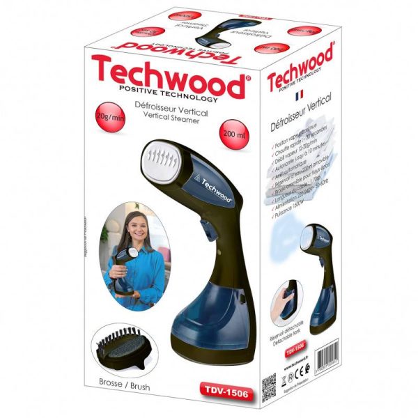 Уред за гладене Techwood TDV-1506, 1500W, 10 мин. непрекъсната пара, Автоматично изкл, Син/черен - Potrebno